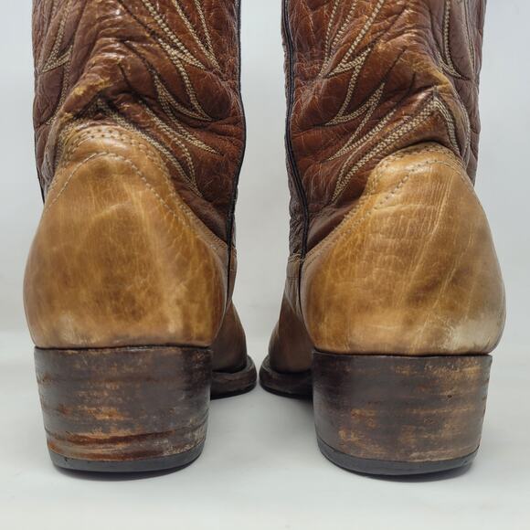 Vintage Dan Post Boots Mens 8.5D Brown Leather EXOTIC RARE Cowboy Western 6758 - Picture 9 of 16